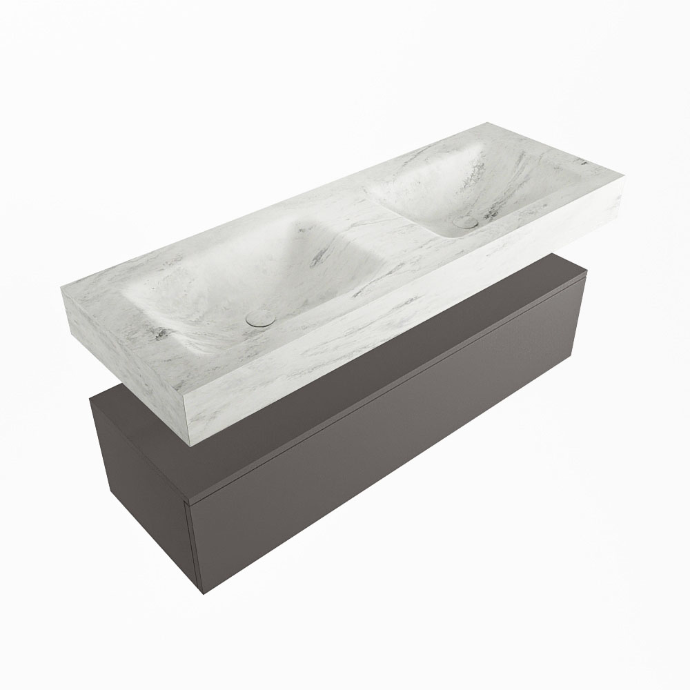 MONDIAZ ALAN-DLUX 130cm mueble de baño Dark Grey 1 cajón. Lavabo CLOUD Doble sin orificios color Opalo. 5 MONDIAZ ALAN-DLUX 130cm mueble de baño Dark Grey 1 cajón. Lavabo CLOUD Doble sin orificios color Opalo. - Imagen 5