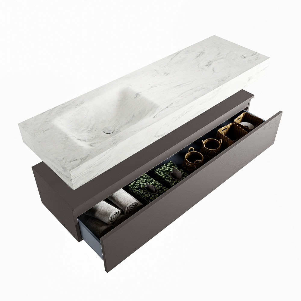 MONDIAZ ALAN-DLUX 150cm mueble de baño Dark Grey 1 cajón. Lavabo CLOUD Izquierda sin orificios color Opalo. 6 MONDIAZ ALAN-DLUX 150cm mueble de baño Dark Grey 1 cajón. Lavabo CLOUD Izquierda sin orificios color Opalo. - Imagen 6