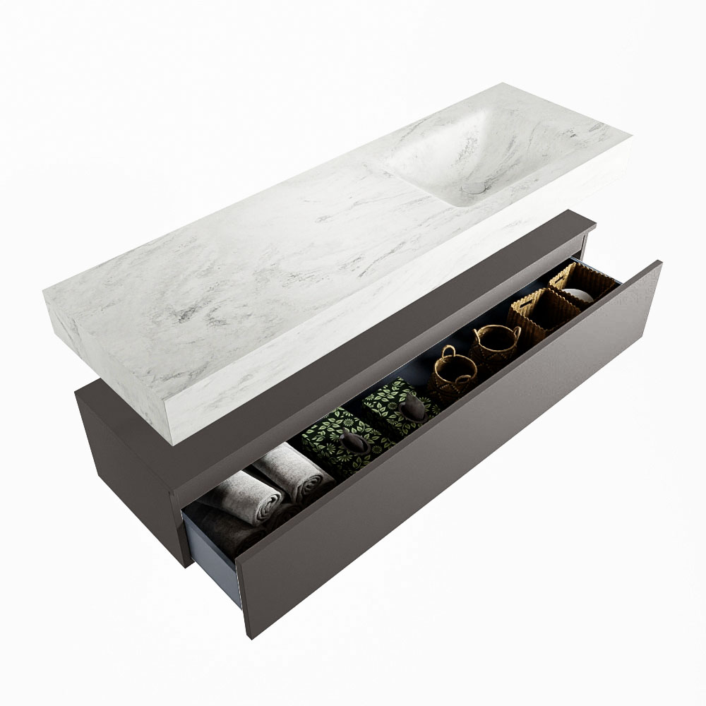 MONDIAZ ALAN-DLUX 150cm mueble de baño Dark Grey 1 cajón. Lavabo CLOUD Derecho sin orificios color Opalo. 6 MONDIAZ ALAN-DLUX 150cm mueble de baño Dark Grey 1 cajón. Lavabo CLOUD Derecho sin orificios color Opalo. - Imagen 6