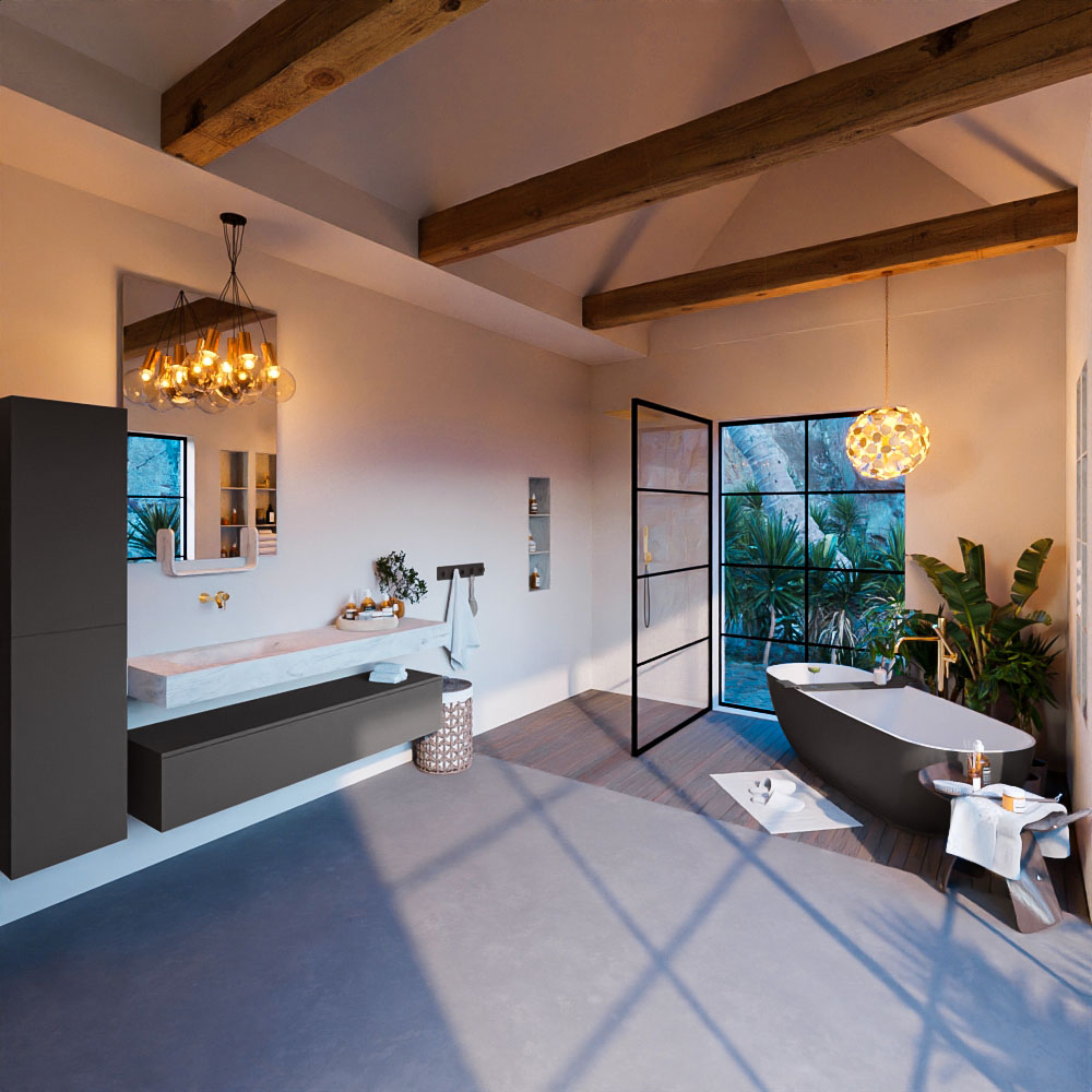MONDIAZ ALAN-DLUX 150cm mueble de baño Dark Grey 1 cajón. Lavabo CLOUD Izquierda sin orificios color Opalo. 3 MONDIAZ ALAN-DLUX 150cm mueble de baño Dark Grey 1 cajón. Lavabo CLOUD Izquierda sin orificios color Opalo. - Imagen 3