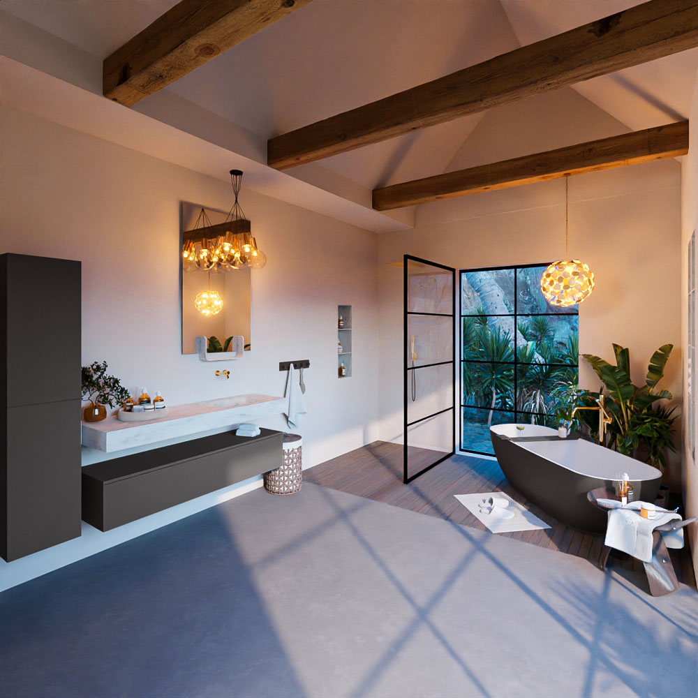 MONDIAZ ALAN-DLUX 150cm mueble de baño Dark Grey 1 cajón. Lavabo CLOUD Derecho sin orificios color Opalo. 3 MONDIAZ ALAN-DLUX 150cm mueble de baño Dark Grey 1 cajón. Lavabo CLOUD Derecho sin orificios color Opalo. - Imagen 3