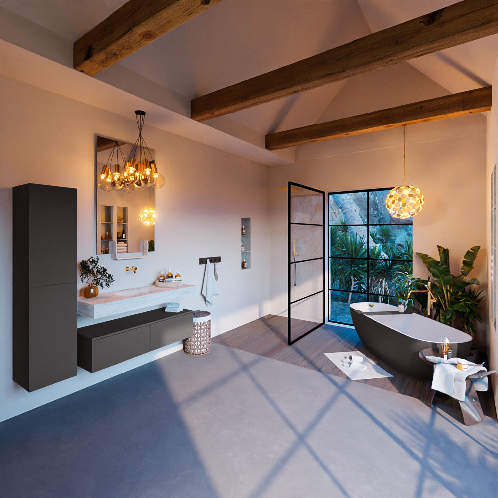 MONDIAZ ALAN-DLUX 120cm mueble de baño Dark Grey 2 cajones. Lavabo CLOUD Centro sin orificios color Opalo. 3 MONDIAZ ALAN-DLUX 120cm mueble de baño Dark Grey 2 cajones. Lavabo CLOUD Centro sin orificios color Opalo. - Imagen 3