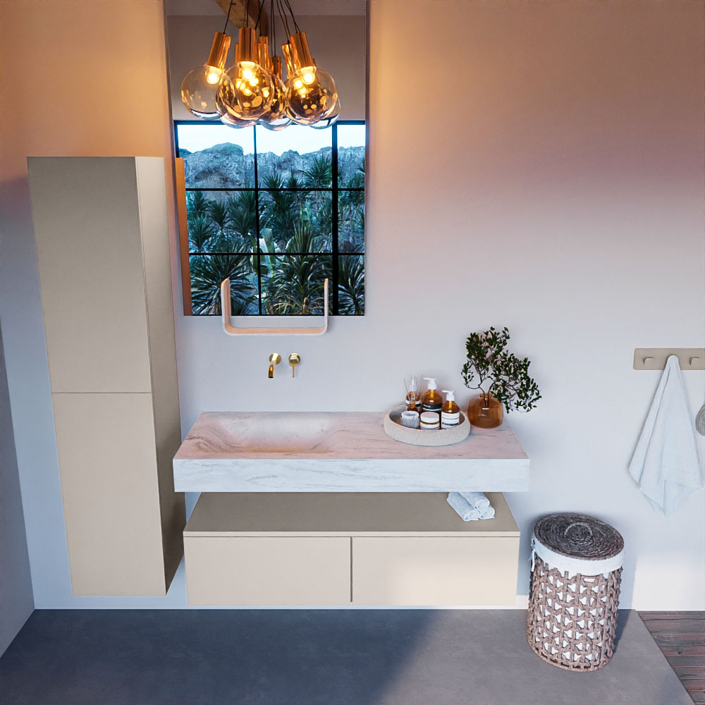 MONDIAZ ALAN-DLUX 120cm mueble de baño Linen 2 cajones. Lavabo CLOUD Izquierda sin orificios color Opalo. 2 MONDIAZ ALAN-DLUX 120cm mueble de baño Linen 2 cajones. Lavabo CLOUD Izquierda sin orificios color Opalo. - Imagen 2