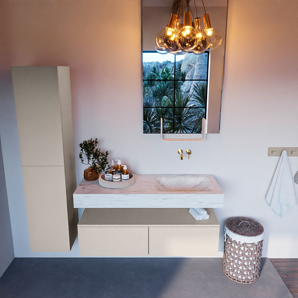 MONDIAZ ALAN-DLUX 120cm mueble de baño Linen 2 cajones. Lavabo CLOUD Derecho sin orificios color Opalo. 2 MONDIAZ ALAN-DLUX 120cm mueble de baño Linen 2 cajones. Lavabo CLOUD Derecho sin orificios color Opalo. - Imagen 2