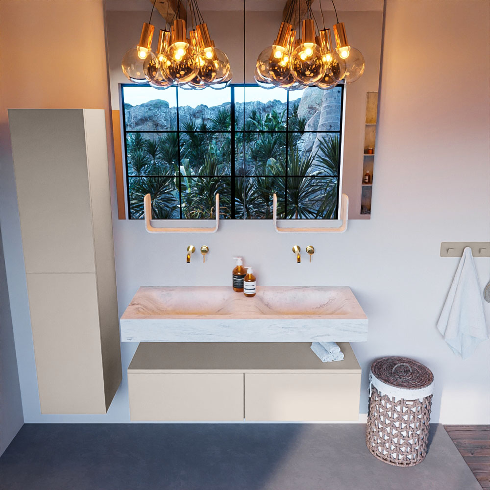 MONDIAZ ALAN-DLUX 120cm mueble de baño Linen 2 cajones. Lavabo CLOUD Doble sin orificios color Opalo. 2 MONDIAZ ALAN-DLUX 120cm mueble de baño Linen 2 cajones. Lavabo CLOUD Doble sin orificios color Opalo. - Imagen 2