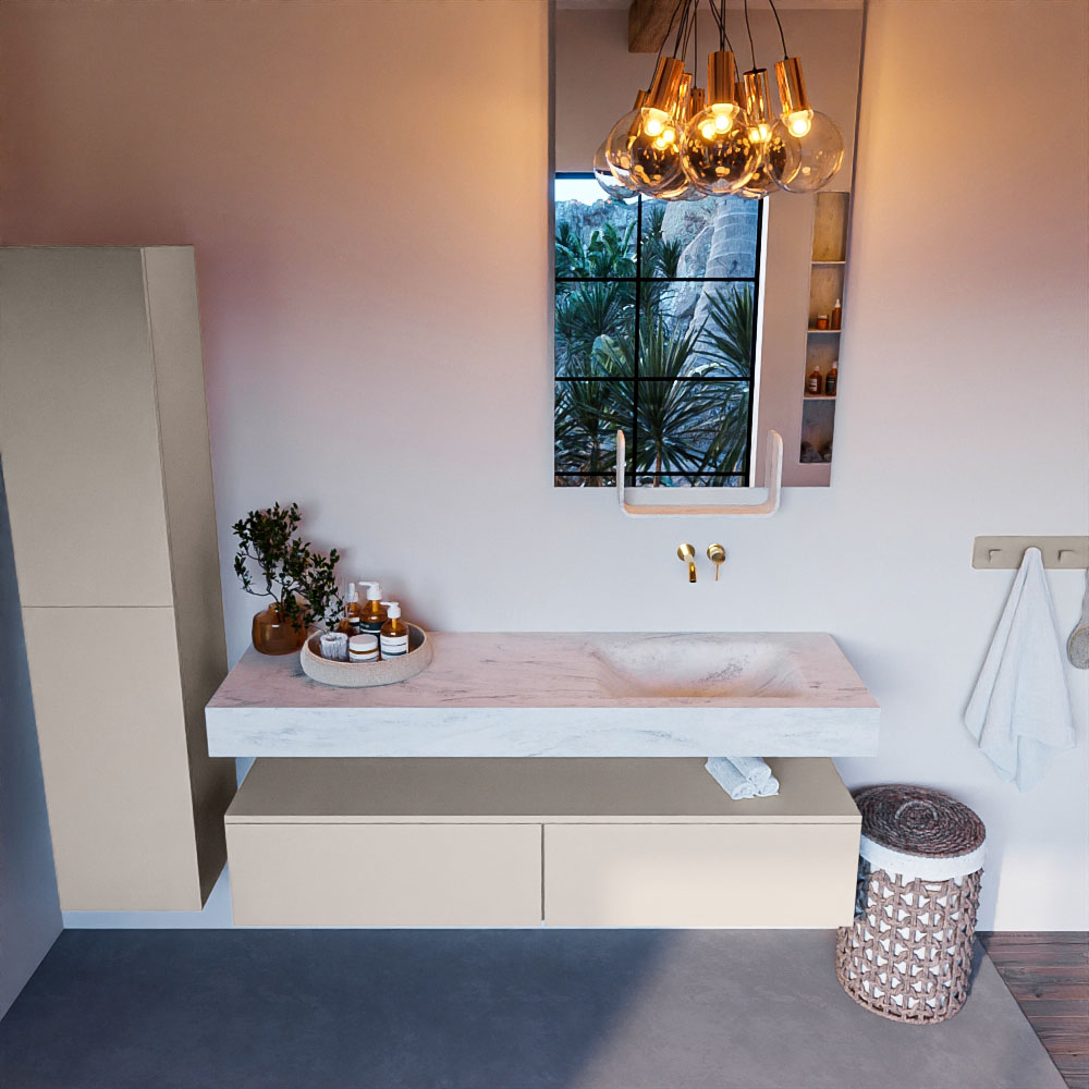 MONDIAZ ALAN-DLUX 150cm mueble de baño Linen 2 cajones. Lavabo CLOUD Derecho sin orificios color Opalo. 2 MONDIAZ ALAN-DLUX 150cm mueble de baño Linen 2 cajones. Lavabo CLOUD Derecho sin orificios color Opalo. - Imagen 2