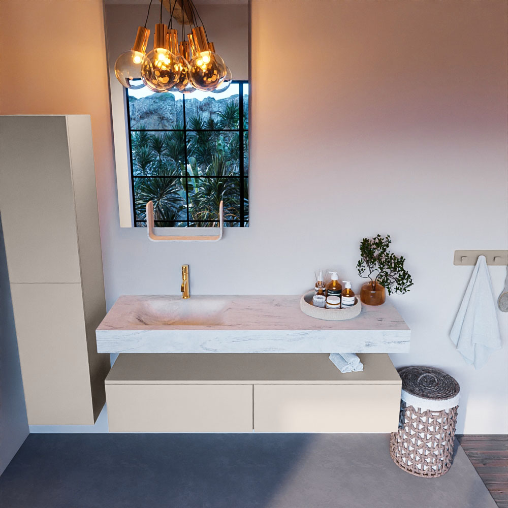 MONDIAZ ALAN-DLUX 150cm mueble de baño Linen 2 cajones. Lavabo CLOUD Izquierda 1 orificio color Opalo. 2 MONDIAZ ALAN-DLUX 150cm mueble de baño Linen 2 cajones. Lavabo CLOUD Izquierda 1 orificio color Opalo. - Imagen 2