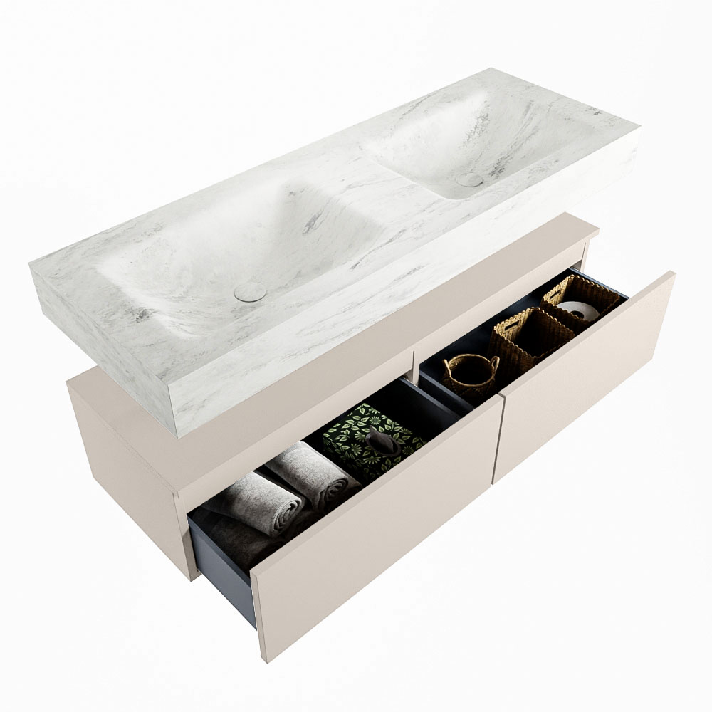 MONDIAZ ALAN-DLUX 130cm mueble de baño Linen 2 cajones. Lavabo CLOUD Doble 2 orificios color Opalo. 6 MONDIAZ ALAN-DLUX 130cm mueble de baño Linen 2 cajones. Lavabo CLOUD Doble 2 orificios color Opalo. - Imagen 6