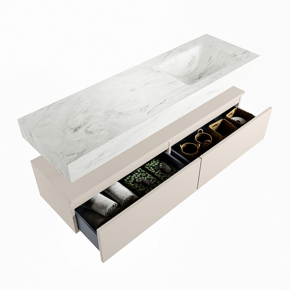MONDIAZ ALAN-DLUX 150cm mueble de baño Linen 2 cajones. Lavabo CLOUD Derecho sin orificios color Opalo. 6 MONDIAZ ALAN-DLUX 150cm mueble de baño Linen 2 cajones. Lavabo CLOUD Derecho sin orificios color Opalo. - Imagen 6