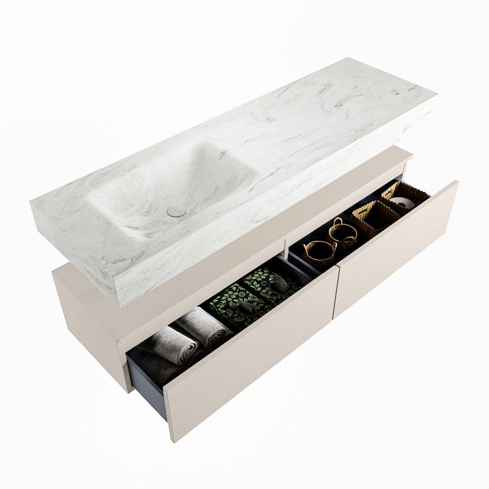 MONDIAZ ALAN-DLUX 150cm mueble de baño Linen 2 cajones. Lavabo CLOUD Izquierda 1 orificio color Opalo. 6 MONDIAZ ALAN-DLUX 150cm mueble de baño Linen 2 cajones. Lavabo CLOUD Izquierda 1 orificio color Opalo. - Imagen 6