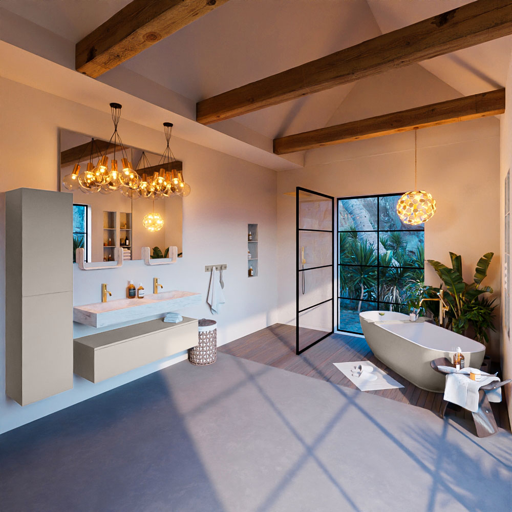 MONDIAZ ALAN-DLUX 120cm mueble de baño Linen 1 cajón. Lavabo CLOUD Doble 2 orificios color Opalo. 3 MONDIAZ ALAN-DLUX 120cm mueble de baño Linen 1 cajón. Lavabo CLOUD Doble 2 orificios color Opalo. - Imagen 3