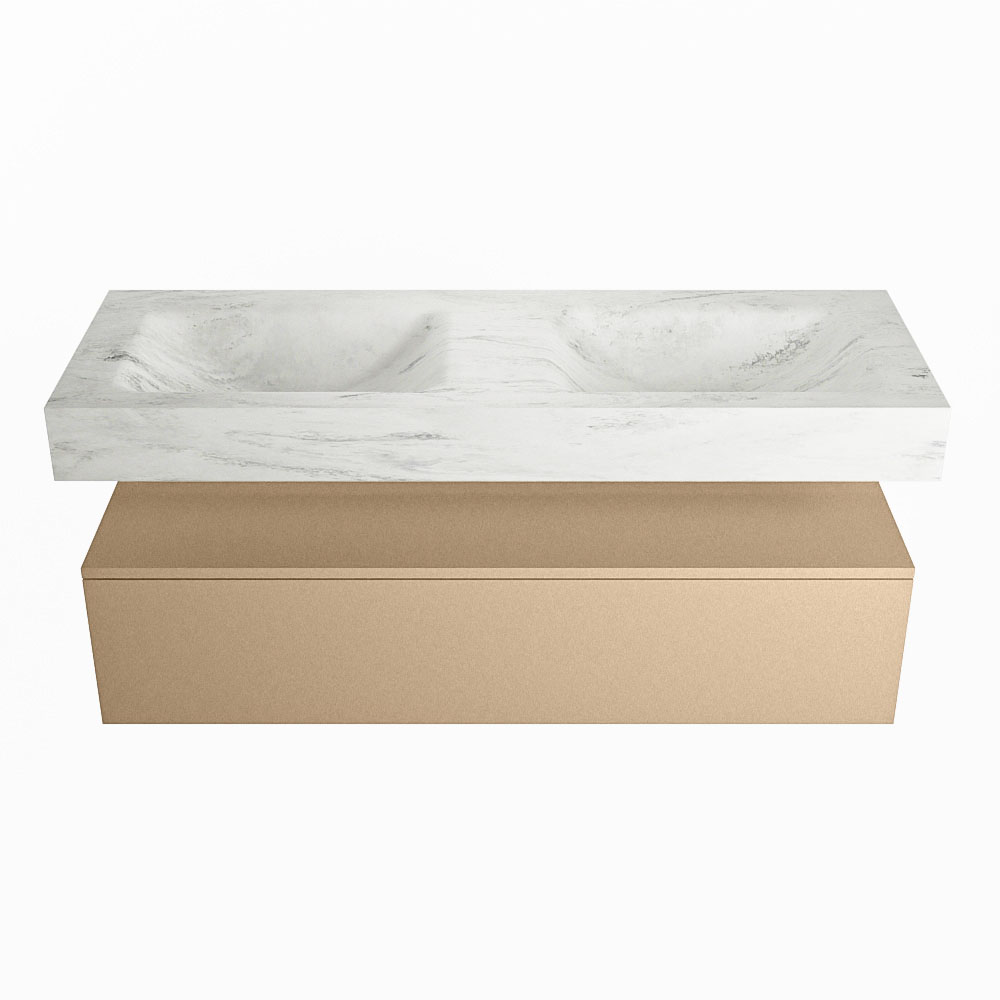 MONDIAZ ALAN-DLUX 130cm mueble de baño Oro 1 cajón. Lavabo CLOUD Doble 2 orificios color Opalo. 4 MONDIAZ ALAN-DLUX 130cm mueble de baño Oro 1 cajón. Lavabo CLOUD Doble 2 orificios color Opalo. - Imagen 4