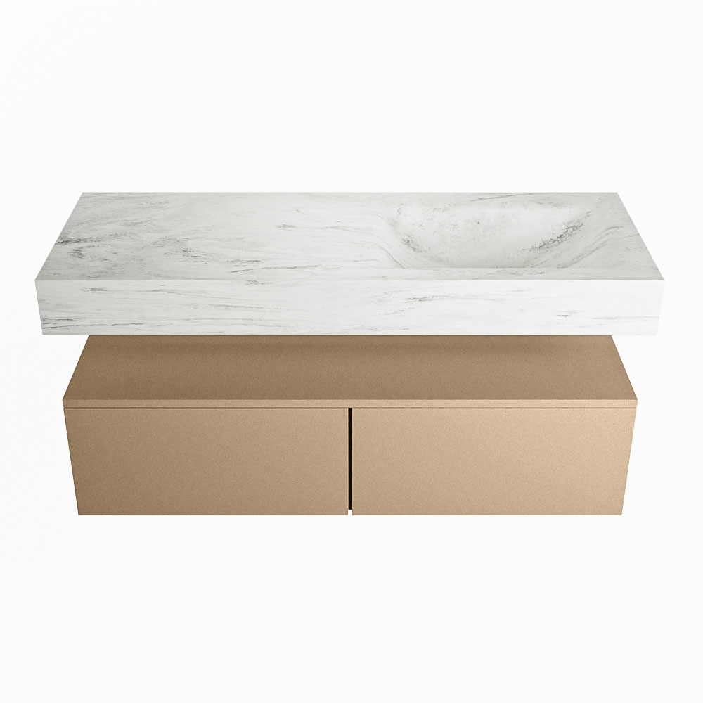 MONDIAZ ALAN-DLUX 120cm mueble de baño Oro 2 cajones. Lavabo CLOUD Derecho sin orificios color Opalo. 4 MONDIAZ ALAN-DLUX 120cm mueble de baño Oro 2 cajones. Lavabo CLOUD Derecho sin orificios color Opalo. - Imagen 4