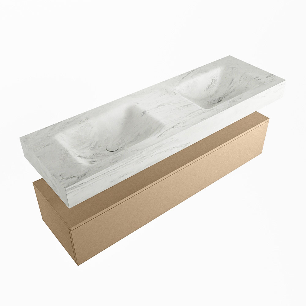 MONDIAZ ALAN-DLUX 150cm mueble de baño Oro 1 cajón. Lavabo CLOUD Doble 2 orificios color Opalo. 5 MONDIAZ ALAN-DLUX 150cm mueble de baño Oro 1 cajón. Lavabo CLOUD Doble 2 orificios color Opalo. - Imagen 5