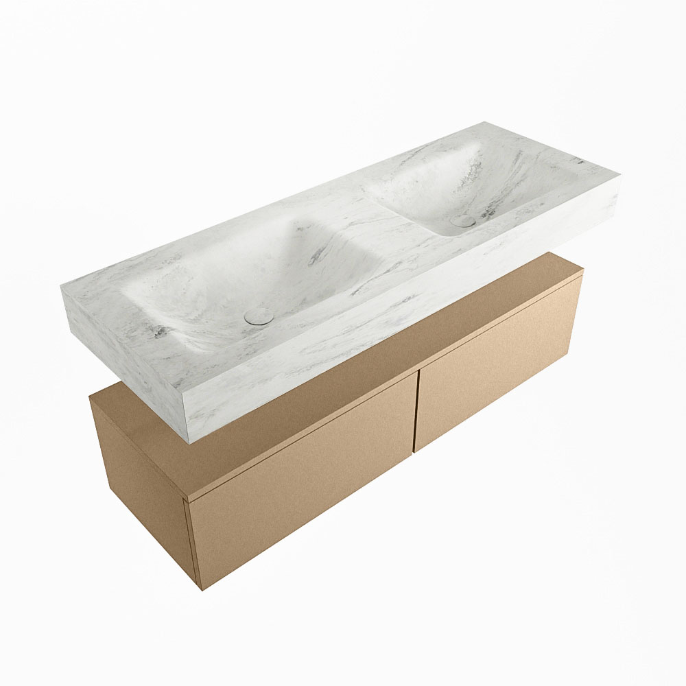 MONDIAZ ALAN-DLUX 130cm mueble de baño Oro 2 cajones. Lavabo CLOUD Doble 2 orificios color Opalo. 5 MONDIAZ ALAN-DLUX 130cm mueble de baño Oro 2 cajones. Lavabo CLOUD Doble 2 orificios color Opalo. - Imagen 5