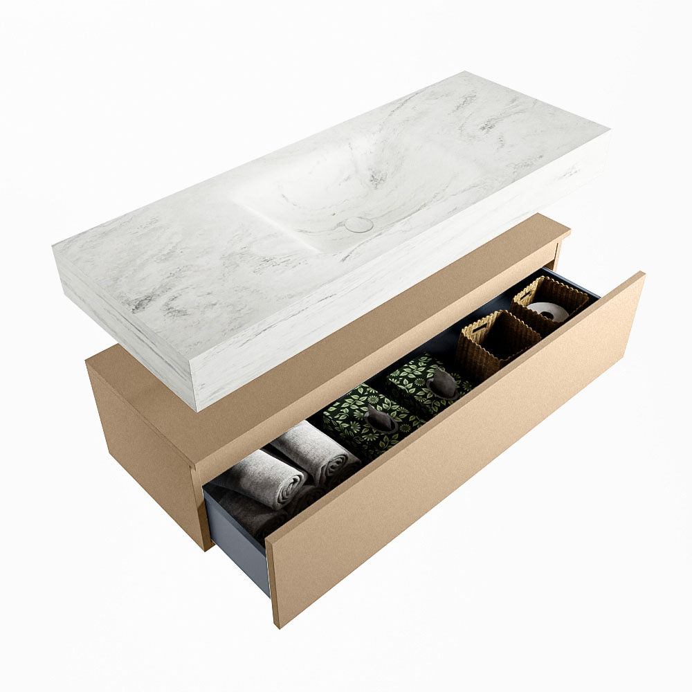 MONDIAZ ALAN-DLUX 120cm mueble de baño Oro 1 cajón. Lavabo CLOUD Centro 1 orificio color Opalo. 6 MONDIAZ ALAN-DLUX 120cm mueble de baño Oro 1 cajón. Lavabo CLOUD Centro 1 orificio color Opalo. - Imagen 6