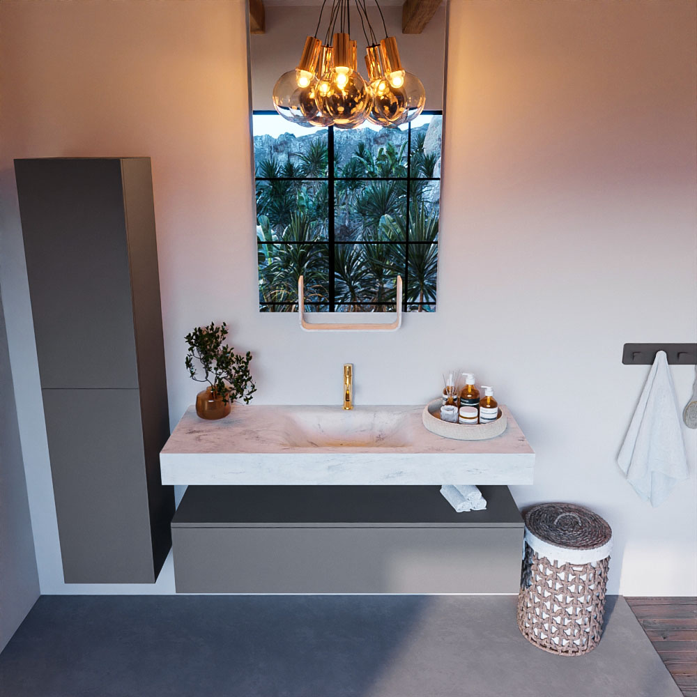 MONDIAZ ALAN-DLUX 130cm mueble de baño Plata 1 cajón. Lavabo CLOUD Centro 1 orificio color Opalo. 2 MONDIAZ ALAN-DLUX 130cm mueble de baño Plata 1 cajón. Lavabo CLOUD Centro 1 orificio color Opalo. - Imagen 2