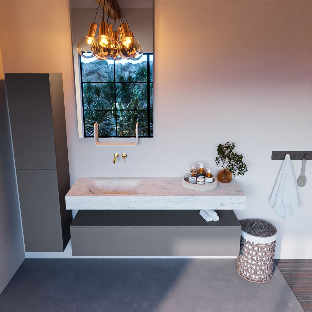 MONDIAZ ALAN-DLUX 150cm mueble de baño Plata 1 cajón. Lavabo CLOUD Izquierda sin orificios color Opalo. 2 MONDIAZ ALAN-DLUX 150cm mueble de baño Plata 1 cajón. Lavabo CLOUD Izquierda sin orificios color Opalo. - Imagen 2