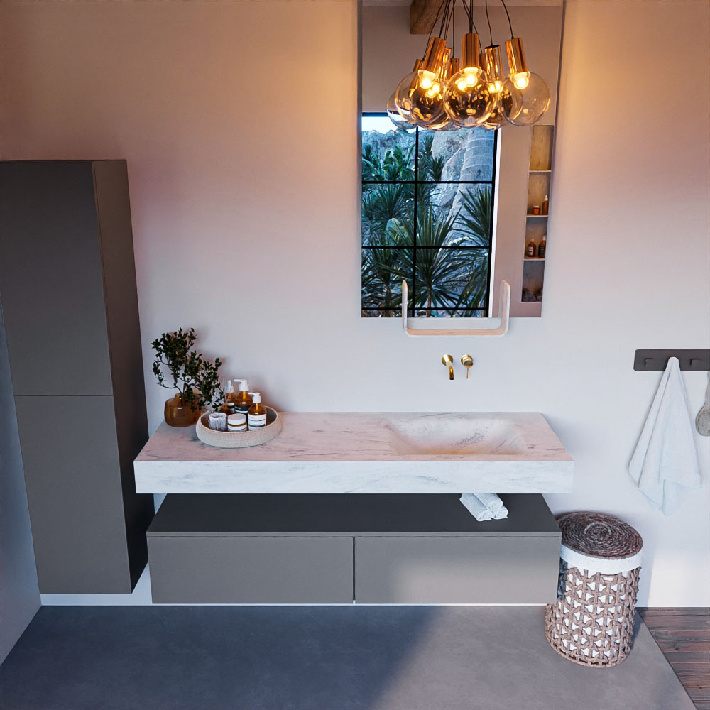 MONDIAZ ALAN-DLUX 150cm mueble de baño Plata 2 cajones. Lavabo CLOUD Derecho sin orificios color Opalo. 2 MONDIAZ ALAN-DLUX 150cm mueble de baño Plata 2 cajones. Lavabo CLOUD Derecho sin orificios color Opalo. - Imagen 2