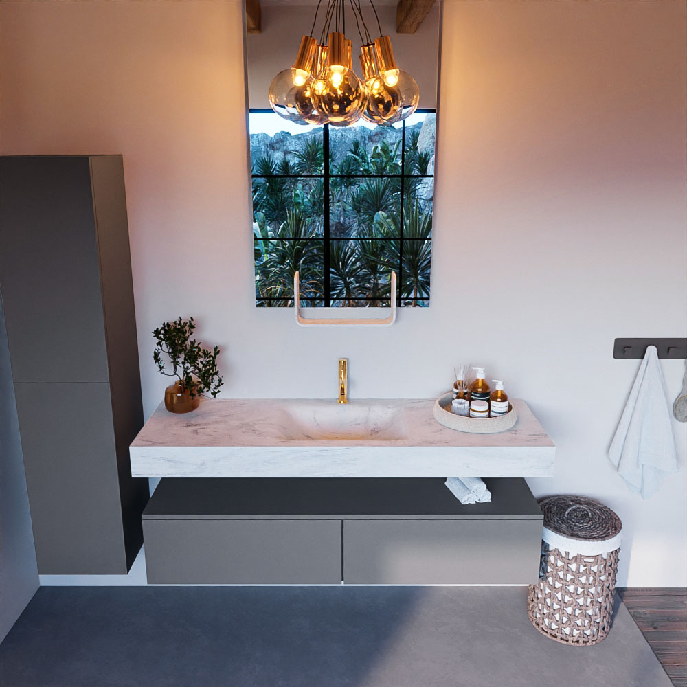 MONDIAZ ALAN-DLUX 150cm mueble de baño Plata 2 cajones. Lavabo CLOUD Centro 1 orificio color Opalo. 2 MONDIAZ ALAN-DLUX 150cm mueble de baño Plata 2 cajones. Lavabo CLOUD Centro 1 orificio color Opalo. - Imagen 2