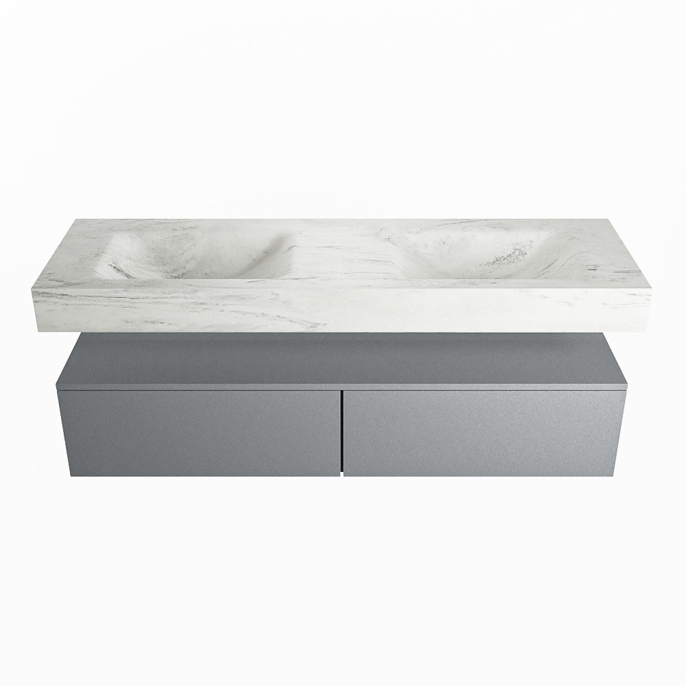 MONDIAZ ALAN-DLUX 150cm mueble de baño Plata 2 cajones. Lavabo CLOUD Doble 2 orificios color Opalo. 4 MONDIAZ ALAN-DLUX 150cm mueble de baño Plata 2 cajones. Lavabo CLOUD Doble 2 orificios color Opalo. - Imagen 4