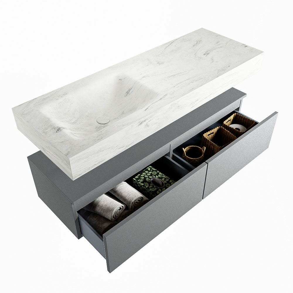 MONDIAZ ALAN-DLUX 130cm mueble de baño Plata 2 cajones. Lavabo CLOUD Izquierda 1 orificio color Opalo. 6 MONDIAZ ALAN-DLUX 130cm mueble de baño Plata 2 cajones. Lavabo CLOUD Izquierda 1 orificio color Opalo. - Imagen 6