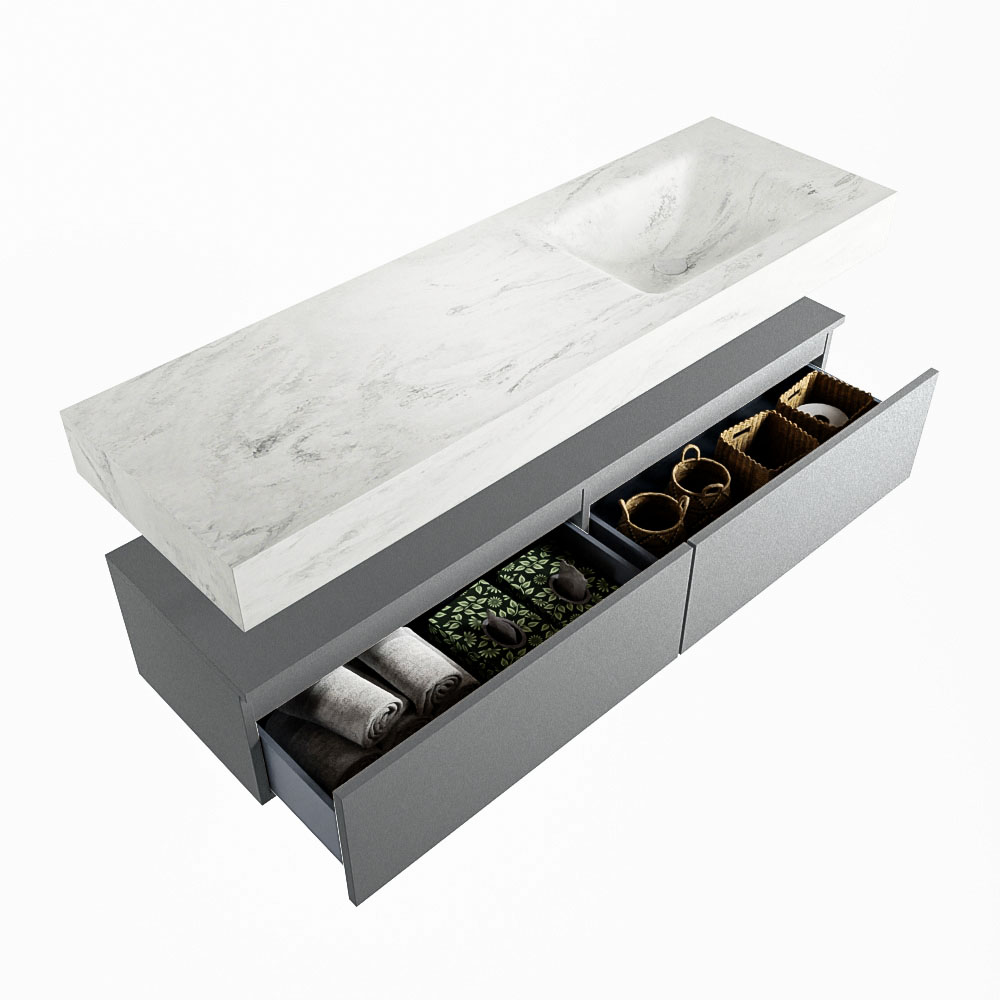 MONDIAZ ALAN-DLUX 150cm mueble de baño Plata 2 cajones. Lavabo CLOUD Derecho sin orificios color Opalo. 6 MONDIAZ ALAN-DLUX 150cm mueble de baño Plata 2 cajones. Lavabo CLOUD Derecho sin orificios color Opalo. - Imagen 6