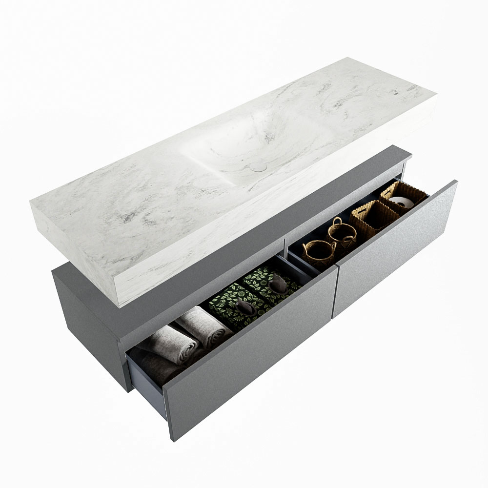 MONDIAZ ALAN-DLUX 150cm mueble de baño Plata 2 cajones. Lavabo CLOUD Centro 1 orificio color Opalo. 6 MONDIAZ ALAN-DLUX 150cm mueble de baño Plata 2 cajones. Lavabo CLOUD Centro 1 orificio color Opalo. - Imagen 6