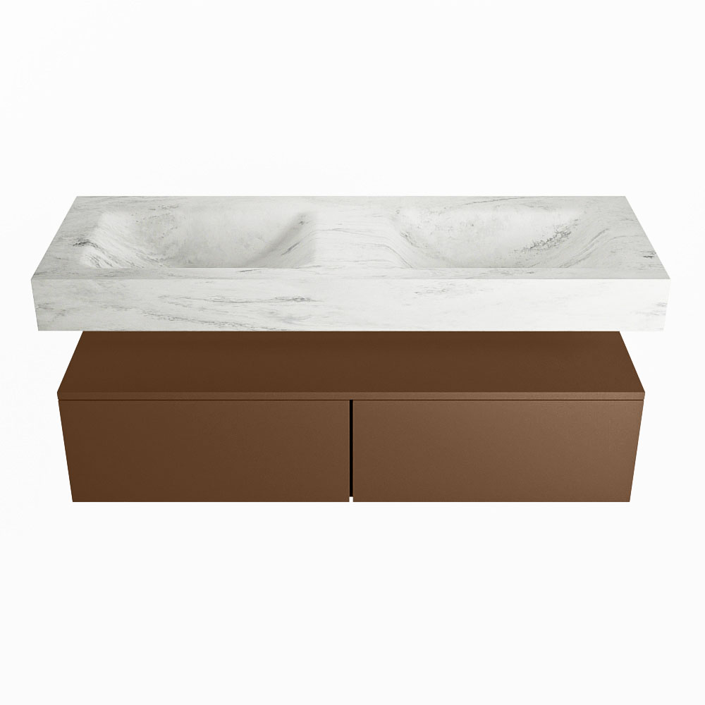 MONDIAZ ALAN-DLUX 130cm mueble de baño Rust 2 cajones. Lavabo CLOUD Doble sin orificios color Opalo. 4 MONDIAZ ALAN-DLUX 130cm mueble de baño Rust 2 cajones. Lavabo CLOUD Doble sin orificios color Opalo. - Imagen 4