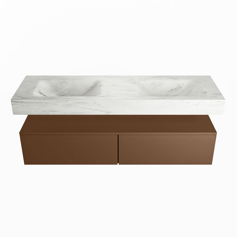 MONDIAZ ALAN-DLUX 150cm mueble de baño Rust 2 cajones. Lavabo CLOUD Doble 2 orificios color Opalo. 4 MONDIAZ ALAN-DLUX 150cm mueble de baño Rust 2 cajones. Lavabo CLOUD Doble 2 orificios color Opalo. - Imagen 4
