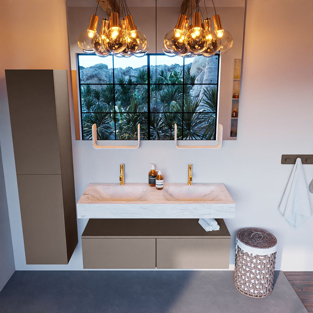 MONDIAZ ALAN-DLUX 120cm mueble de baño Smoke 2 cajones. Lavabo CLOUD Doble 2 orificios color Opalo. 2 MONDIAZ ALAN-DLUX 120cm mueble de baño Smoke 2 cajones. Lavabo CLOUD Doble 2 orificios color Opalo. - Imagen 2