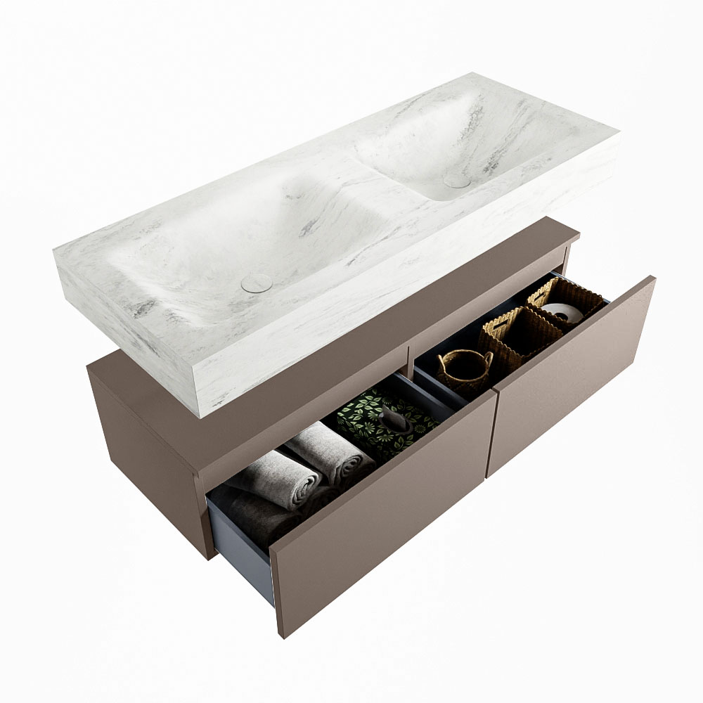 MONDIAZ ALAN-DLUX 120cm mueble de baño Smoke 2 cajones. Lavabo CLOUD Doble 2 orificios color Opalo. 6 MONDIAZ ALAN-DLUX 120cm mueble de baño Smoke 2 cajones. Lavabo CLOUD Doble 2 orificios color Opalo. - Imagen 6