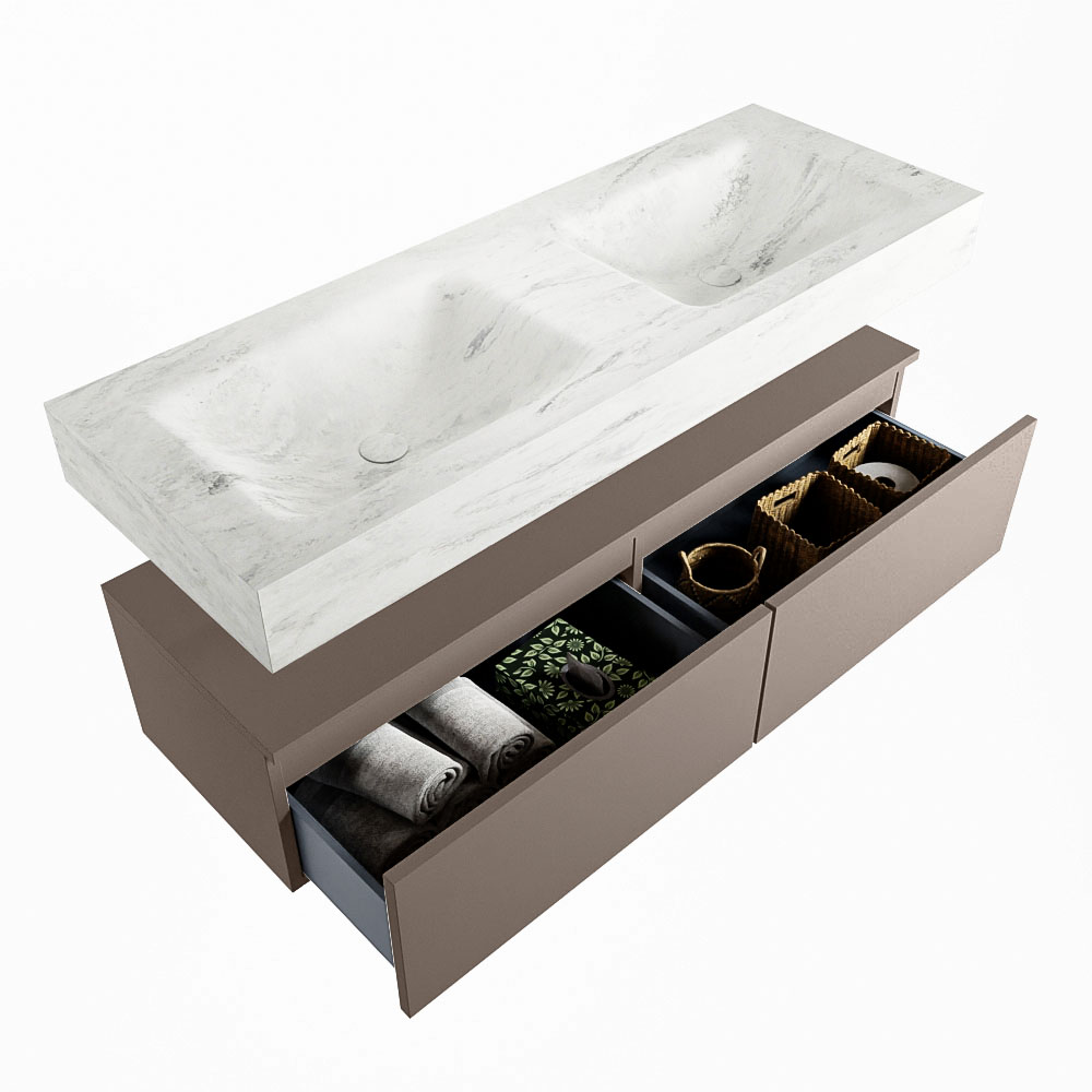 MONDIAZ ALAN-DLUX 130cm mueble de baño Smoke 2 cajones. Lavabo CLOUD Doble 2 orificios color Opalo. 6 MONDIAZ ALAN-DLUX 130cm mueble de baño Smoke 2 cajones. Lavabo CLOUD Doble 2 orificios color Opalo. - Imagen 6