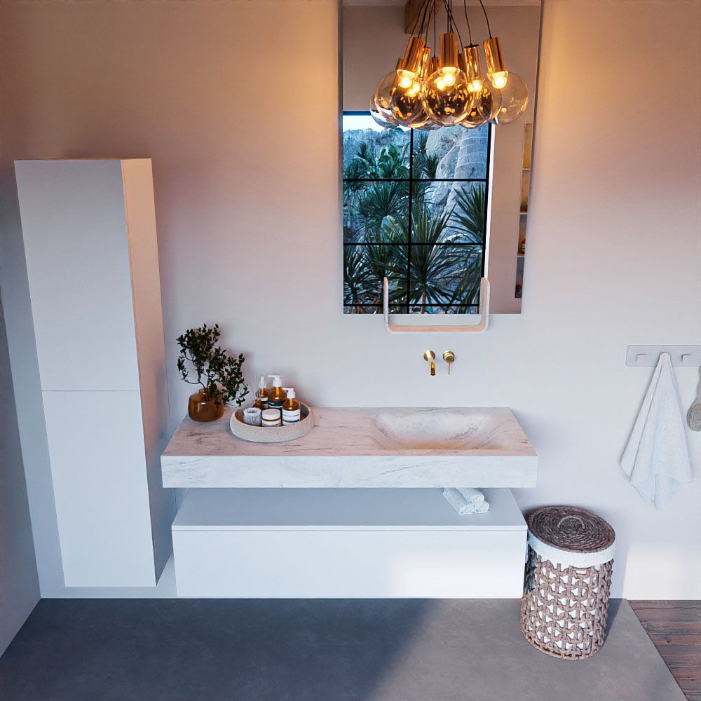 MONDIAZ ALAN-DLUX 130cm mueble de baño Talc 1 cajón. Lavabo CLOUD Derecho sin orificios color Opalo. 2 MONDIAZ ALAN-DLUX 130cm mueble de baño Talc 1 cajón. Lavabo CLOUD Derecho sin orificios color Opalo. - Imagen 2