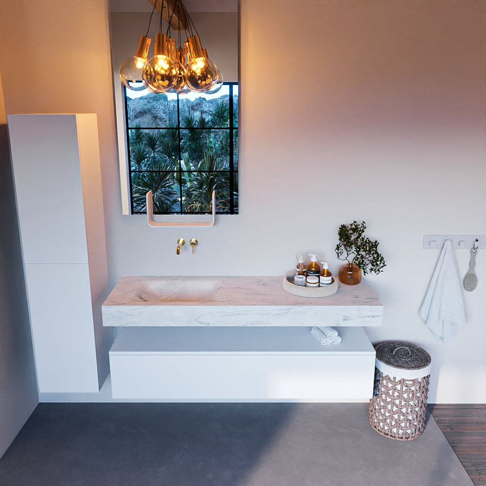 MONDIAZ ALAN-DLUX 150cm mueble de baño Talc 1 cajón. Lavabo CLOUD Izquierda sin orificios color Opalo. 2 MONDIAZ ALAN-DLUX 150cm mueble de baño Talc 1 cajón. Lavabo CLOUD Izquierda sin orificios color Opalo. - Imagen 2