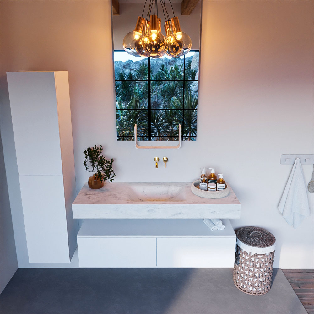 MONDIAZ ALAN-DLUX 130cm mueble de baño Talc 2 cajones. Lavabo CLOUD Centro sin orificios color Opalo. 2 MONDIAZ ALAN-DLUX 130cm mueble de baño Talc 2 cajones. Lavabo CLOUD Centro sin orificios color Opalo. - Imagen 2