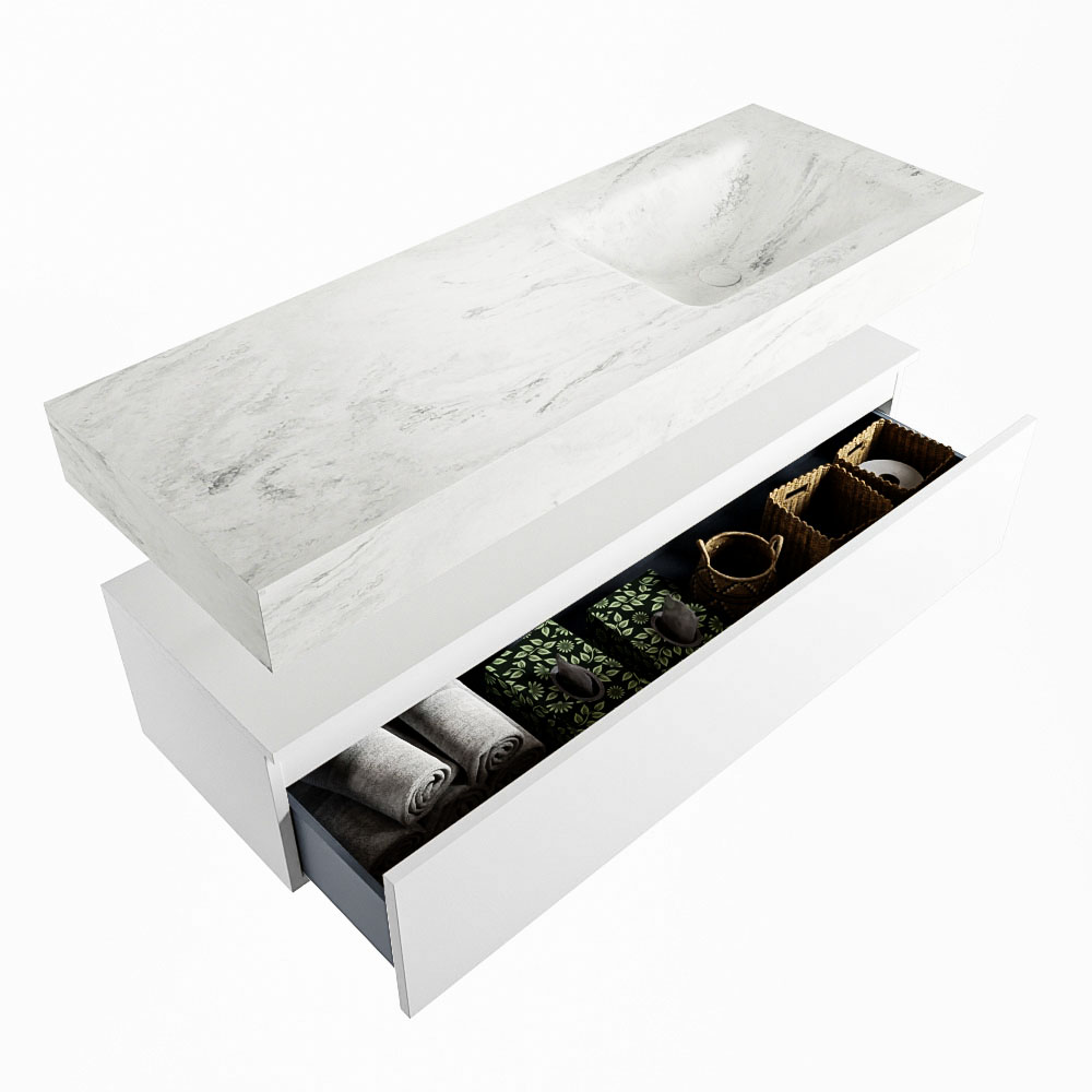MONDIAZ ALAN-DLUX 130cm mueble de baño Talc 1 cajón. Lavabo CLOUD Derecho sin orificios color Opalo. 6 MONDIAZ ALAN-DLUX 130cm mueble de baño Talc 1 cajón. Lavabo CLOUD Derecho sin orificios color Opalo. - Imagen 6