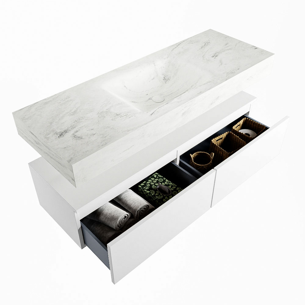 MONDIAZ ALAN-DLUX 130cm mueble de baño Talc 2 cajones. Lavabo CLOUD Centro 1 orificio color Opalo. 6 MONDIAZ ALAN-DLUX 130cm mueble de baño Talc 2 cajones. Lavabo CLOUD Centro 1 orificio color Opalo. - Imagen 6