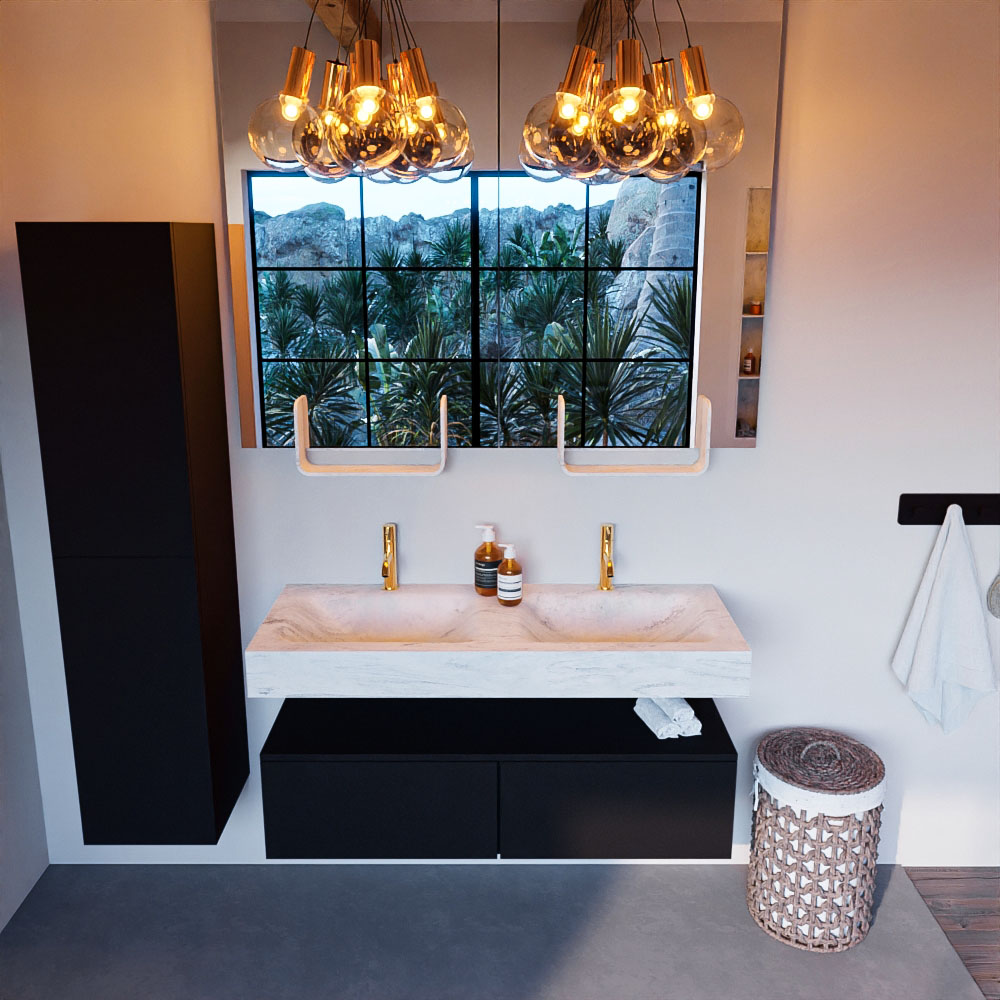 MONDIAZ ALAN-DLUX 120cm mueble de baño Urban 2 cajones. Lavabo CLOUD Doble 2 orificios color Opalo. 2 MONDIAZ ALAN-DLUX 120cm mueble de baño Urban 2 cajones. Lavabo CLOUD Doble 2 orificios color Opalo. - Imagen 2