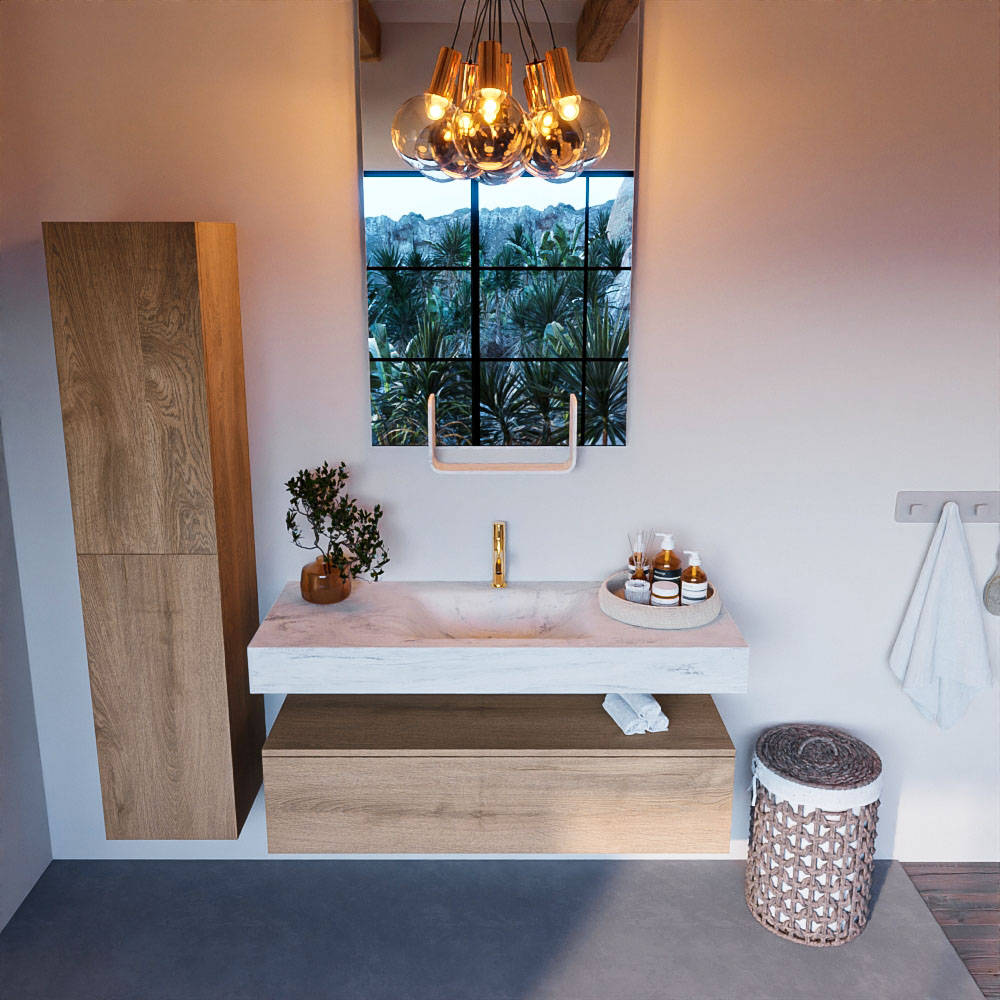 MONDIAZ ALAN-DLUX 120cm mueble de baño Washed Oak 1 cajón. Lavabo CLOUD Centro 1 orificio color Opalo. 2 MONDIAZ ALAN-DLUX 120cm mueble de baño Washed Oak 1 cajón. Lavabo CLOUD Centro 1 orificio color Opalo. - Imagen 2