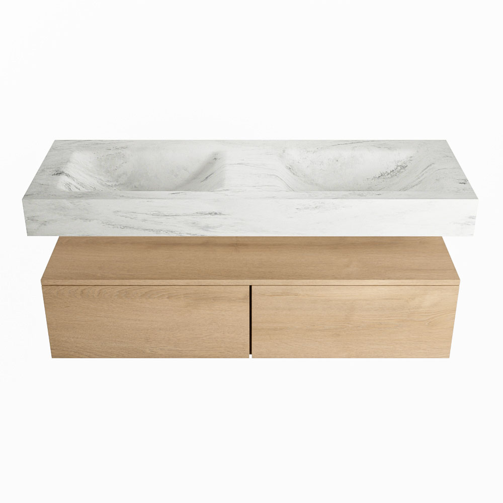 MONDIAZ ALAN-DLUX 130cm mueble de baño Washed Oak 2 cajones. Lavabo CLOUD Doble sin orificios color Opalo. 4 MONDIAZ ALAN-DLUX 130cm mueble de baño Washed Oak 2 cajones. Lavabo CLOUD Doble sin orificios color Opalo. - Imagen 4