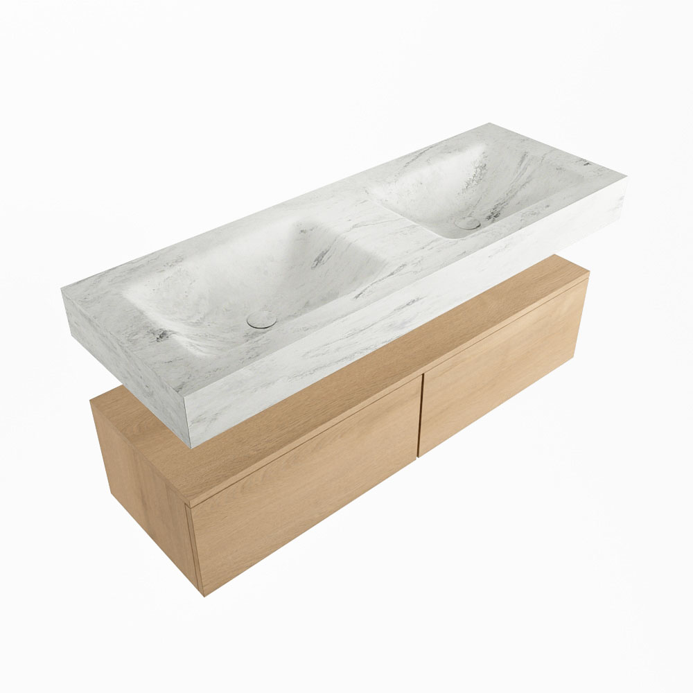 MONDIAZ ALAN-DLUX 130cm mueble de baño Washed Oak 2 cajones. Lavabo CLOUD Doble sin orificios color Opalo. 5 MONDIAZ ALAN-DLUX 130cm mueble de baño Washed Oak 2 cajones. Lavabo CLOUD Doble sin orificios color Opalo. - Imagen 5