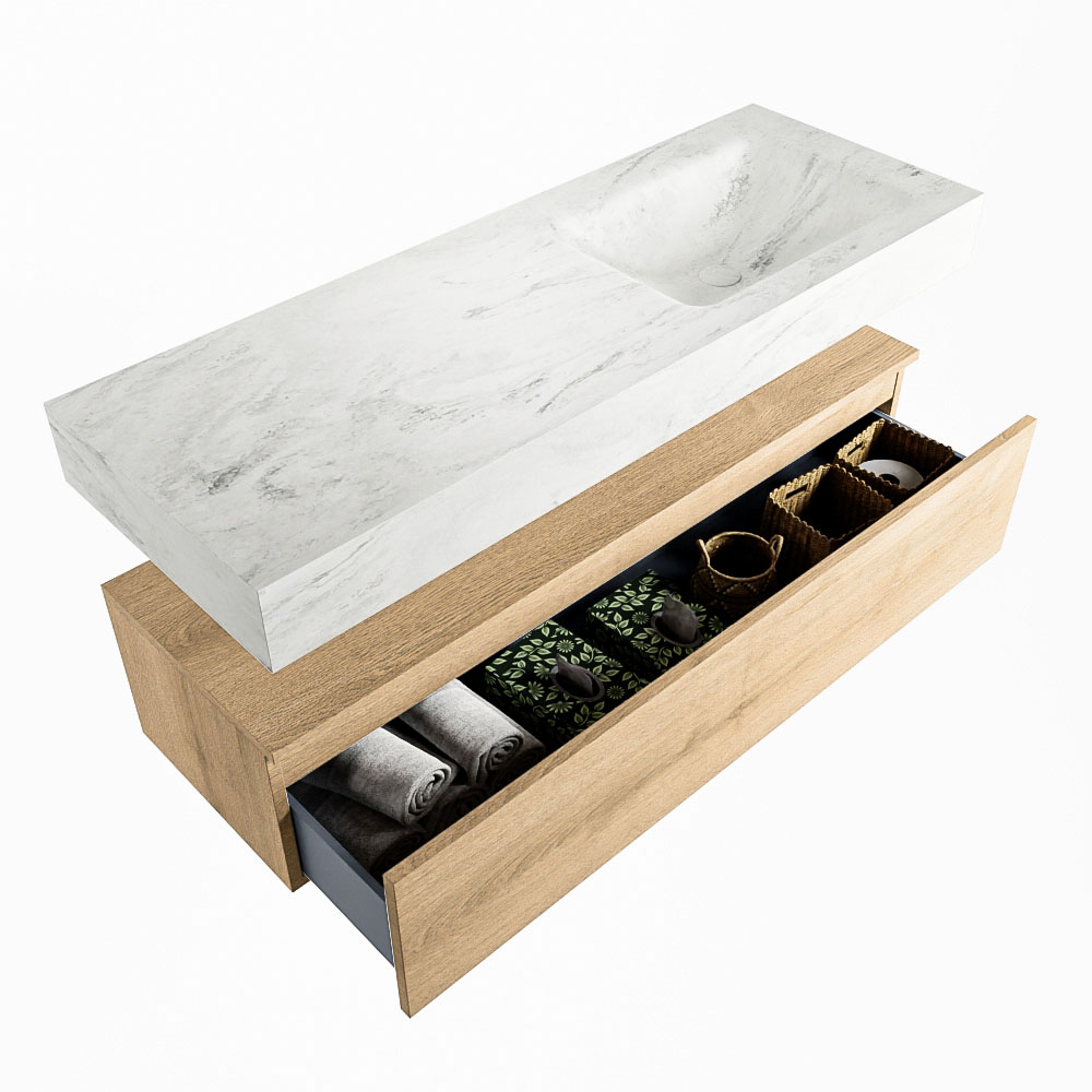 MONDIAZ ALAN-DLUX 130cm mueble de baño Washed Oak 1 cajón. Lavabo CLOUD Derecho 1 orificio color Opalo. 6 MONDIAZ ALAN-DLUX 130cm mueble de baño Washed Oak 1 cajón. Lavabo CLOUD Derecho 1 orificio color Opalo. - Imagen 6