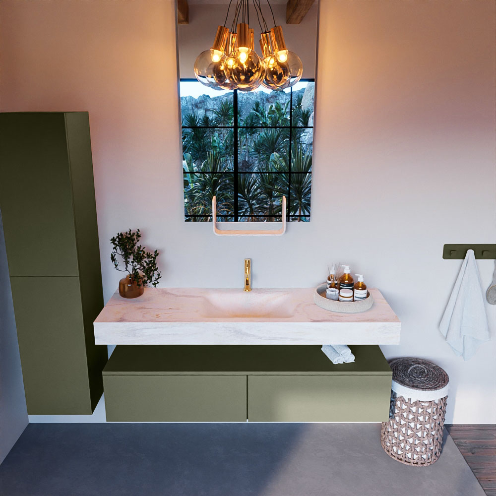 MONDIAZ ALAN-DLUX 150cm mueble de baño Army 2 cajones. Lavabo CLOUD Centro 1 orificio color Ostra. 2 MONDIAZ ALAN-DLUX 150cm mueble de baño Army 2 cajones. Lavabo CLOUD Centro 1 orificio color Ostra. - Imagen 2