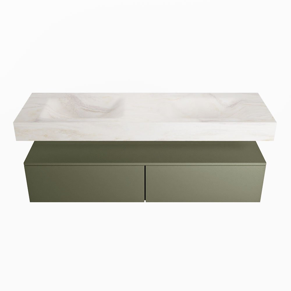 MONDIAZ ALAN-DLUX 150cm mueble de baño Army 2 cajones. Lavabo CLOUD Doble sin orificios color Ostra. 4 MONDIAZ ALAN-DLUX 150cm mueble de baño Army 2 cajones. Lavabo CLOUD Doble sin orificios color Ostra. - Imagen 4