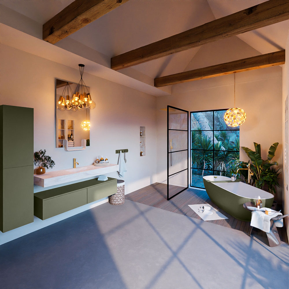 MONDIAZ ALAN-DLUX 150cm mueble de baño Army 2 cajones. Lavabo CLOUD Centro 1 orificio color Ostra. 3 MONDIAZ ALAN-DLUX 150cm mueble de baño Army 2 cajones. Lavabo CLOUD Centro 1 orificio color Ostra. - Imagen 3