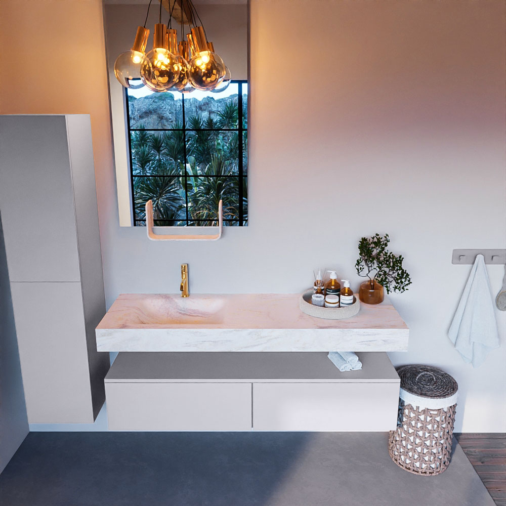 MONDIAZ ALAN-DLUX 150cm mueble de baño Cale 2 cajones. Lavabo CLOUD Izquierda 1 orificio color Ostra. 2 MONDIAZ ALAN-DLUX 150cm mueble de baño Cale 2 cajones. Lavabo CLOUD Izquierda 1 orificio color Ostra. - Imagen 2