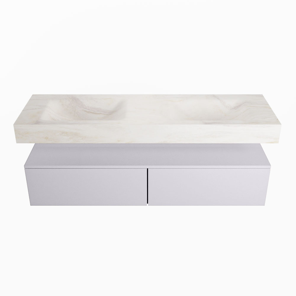 MONDIAZ ALAN-DLUX 150cm mueble de baño Cale 2 cajones. Lavabo CLOUD Doble sin orificios color Ostra. 4 MONDIAZ ALAN-DLUX 150cm mueble de baño Cale 2 cajones. Lavabo CLOUD Doble sin orificios color Ostra. - Imagen 4