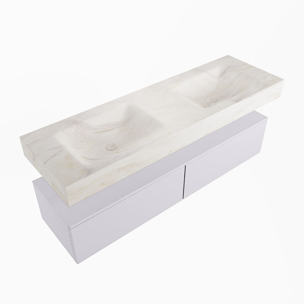 MONDIAZ ALAN-DLUX 150cm mueble de baño Cale 2 cajones. Lavabo CLOUD Doble sin orificios color Ostra. 5 MONDIAZ ALAN-DLUX 150cm mueble de baño Cale 2 cajones. Lavabo CLOUD Doble sin orificios color Ostra. - Imagen 5