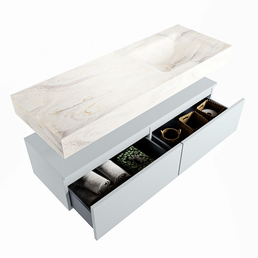 MONDIAZ ALAN-DLUX 130cm mueble de baño Clay 2 cajones. Lavabo CLOUD Derecho sin orificios color Ostra. 6 MONDIAZ ALAN-DLUX 130cm mueble de baño Clay 2 cajones. Lavabo CLOUD Derecho sin orificios color Ostra. - Imagen 6